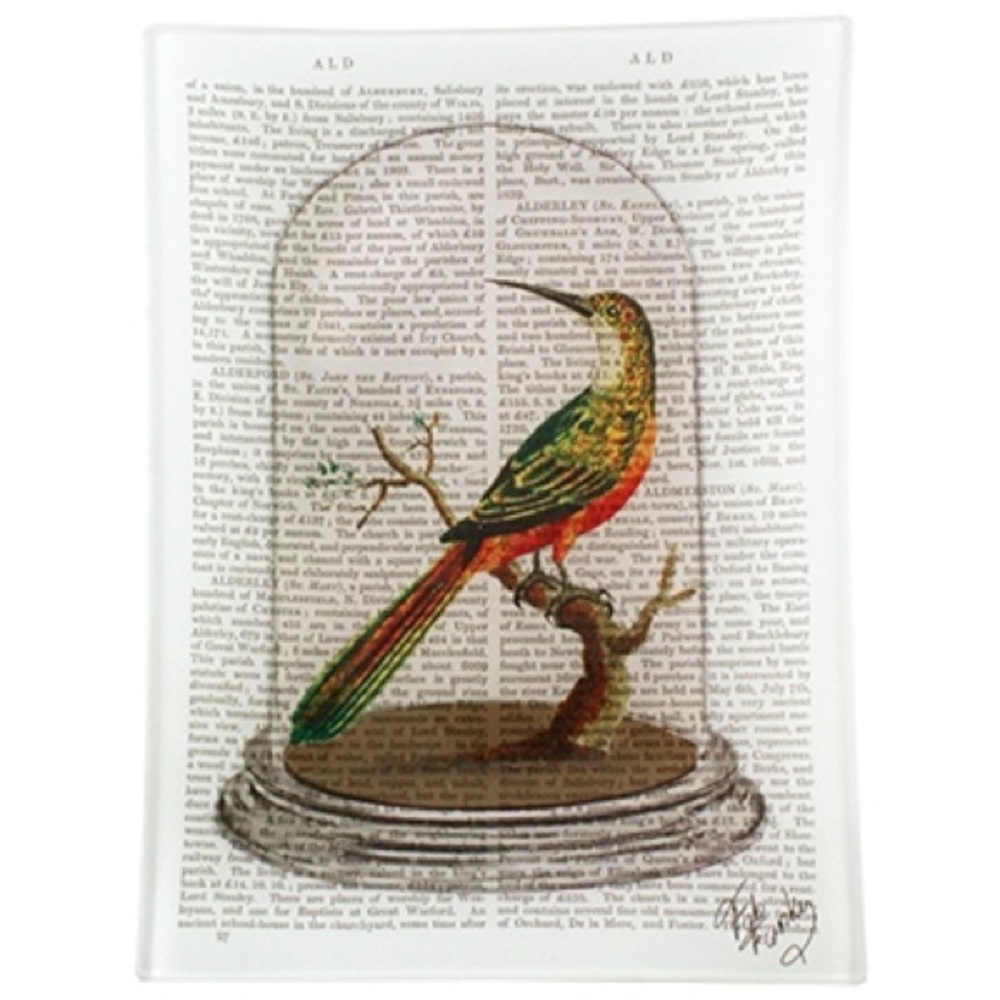Brand New BEAUTIFUL RARE BIRD IN CLOCHE GLASS TRAY